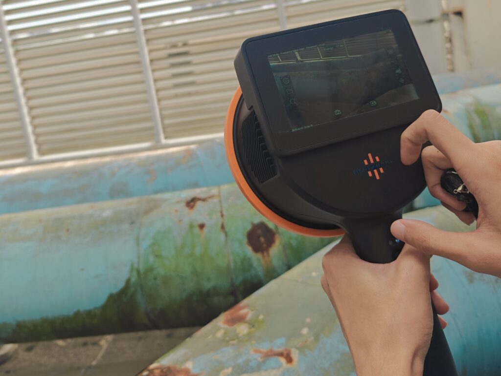 Hertzinno HZ-HA-170P Acoustic Camera to identify and locate leaks in the ventilation ducts at a cooling tower in Singapore.